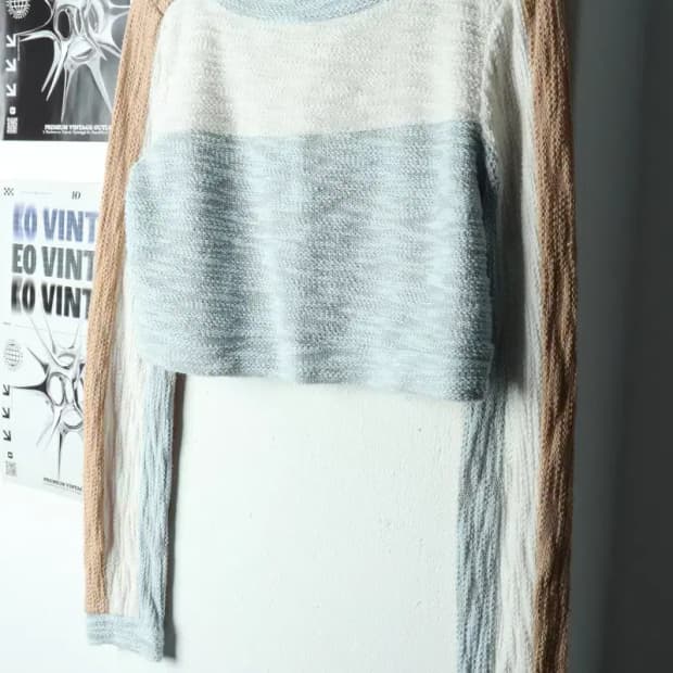 W(F) 마뗑킴 니트 연블루 크롭-15EAC