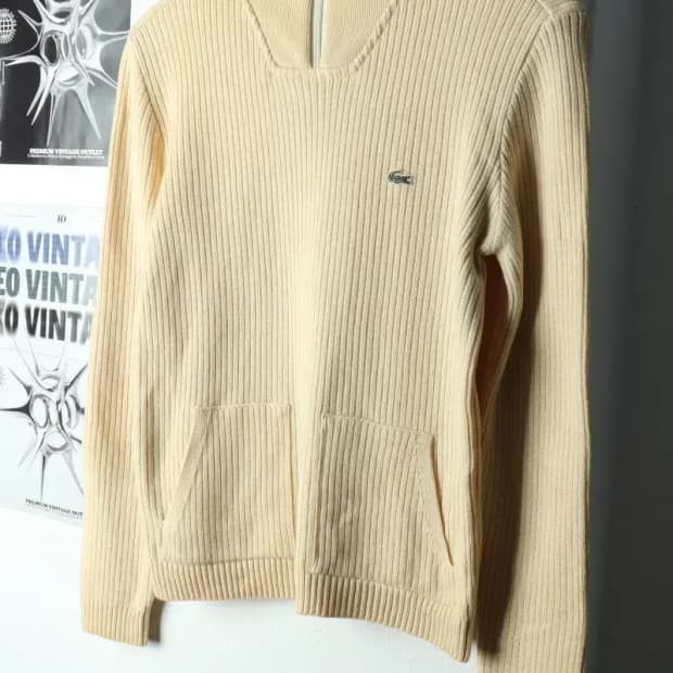 W(L) 라코스테 니트 반집업 노랑 울 희귀 매물-15EAD