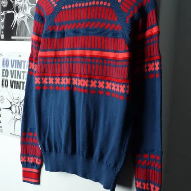 W(L) 라코스테 니트 나그랑 패턴 블루 희귀 매물-15EAE