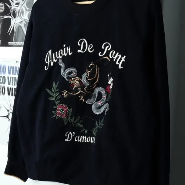 W(S) 시스템 맨투맨 티셔츠 한섬 스웨이드 자수 한정판 매물-15EB4