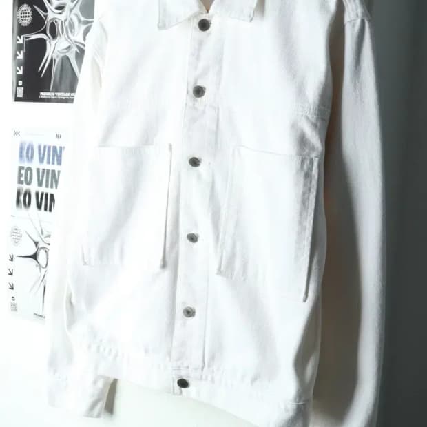 (M-L) 커렌트 집업 바람막이 점퍼자켓 화이트 트러커-15F4D