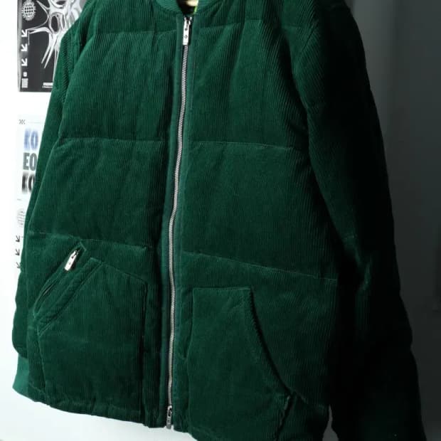 (M-L) 컨버스 패딩 점퍼자켓 코듀로이 그린 올스타-15FC6