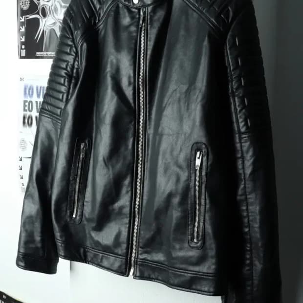 (2XL) 자라 집업 바람막이 점퍼자켓 빅사이즈 레더 라이더-15FD0