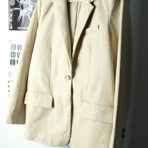 W(S-M) 자라 집업 바람막이 점퍼자켓 레더 아이보리-16007