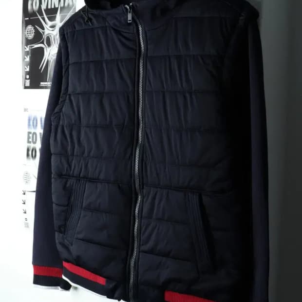 (L-XL) 자라 집업 바람막이 점퍼자켓 패디드 네이비-1600D