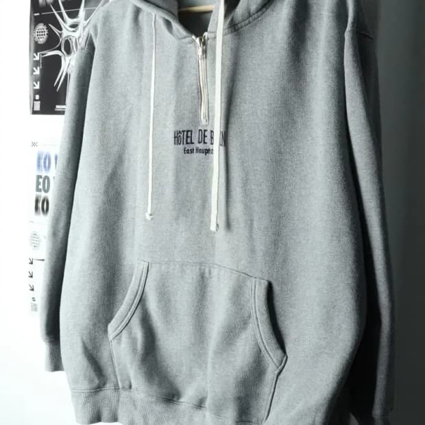 W(F) 스튜디오 톰보이 후드티셔츠 반집업 그레이 기모-15F55