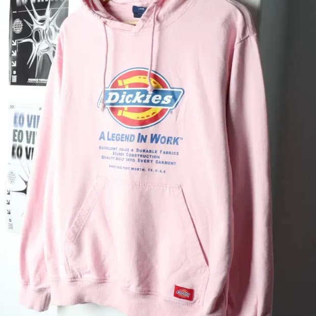 (L-XL) 디키즈 후드티셔츠 트렌드 빅로고 핑크 딸기우유-15F6A