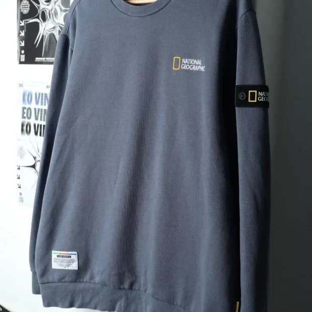 (2XL) 내셔널지오그래픽 맨투맨 티셔츠 빅사이즈 차콜-15F78