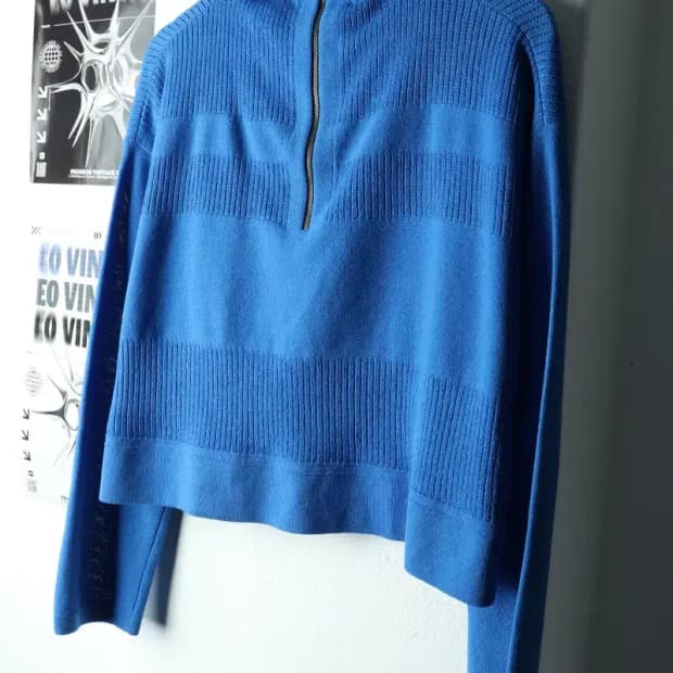 W(F) 시스템 후드티셔츠 한섬 반집업 니트-1604B