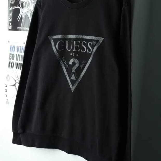 (XL) 게스 맨투맨 티셔츠 빅로고 블랙-1601A