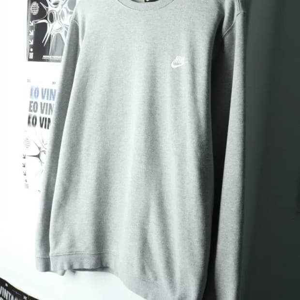 (2XL) 나이키 맨투맨 티셔츠 빅사이즈 그레이 기본-1601B