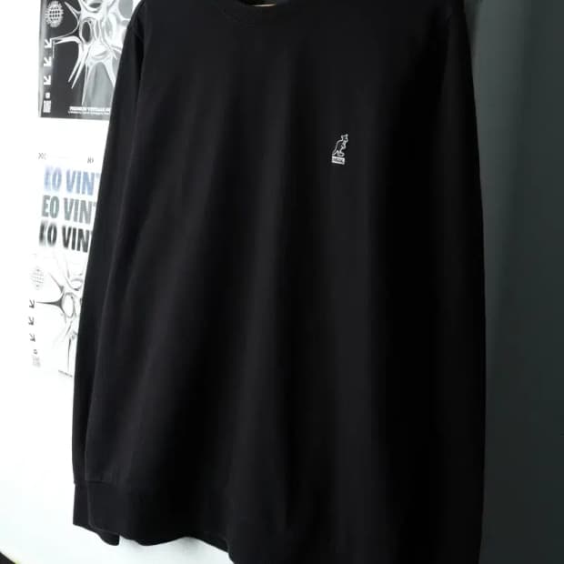 (XL) 캉골 맨투맨 티셔츠 블랙 로고 올드스쿨-1601C