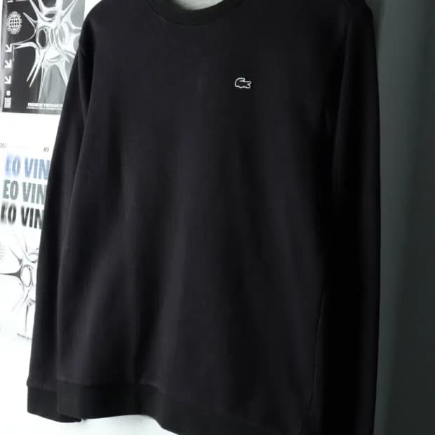 W(M) 라코스테 맨투맨 티셔츠 스몰로고 블랙-16021