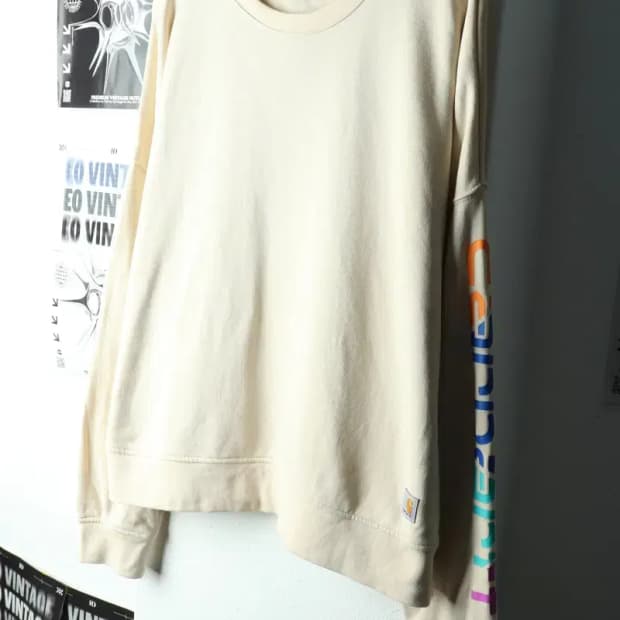 (XL) 칼하트 맨투맨 티셔츠 텐센 베이지 올드스쿨-16023