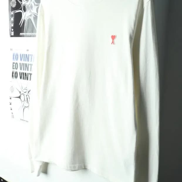 (L) 아미 긴팔티셔츠 스몰로고 화이트-16028