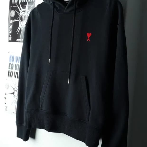 W(S) 아미 후드티셔츠 하트 스몰로고 블랙-1602D