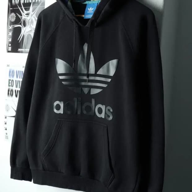 (L-XL) 아디다스 후드티셔츠 불꽃 몽타쥬 블랙-160D7