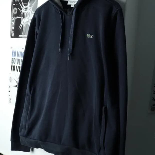 (2XL-3XL) 라코스테 후드티셔츠 빅사이즈 네이비 기모-160D9