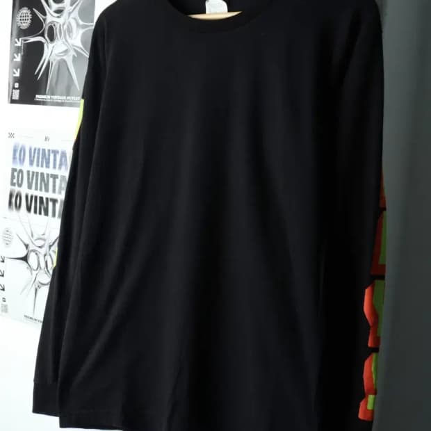 (M-L) 오베이 긴팔티셔츠 레터링 블랙-160DD