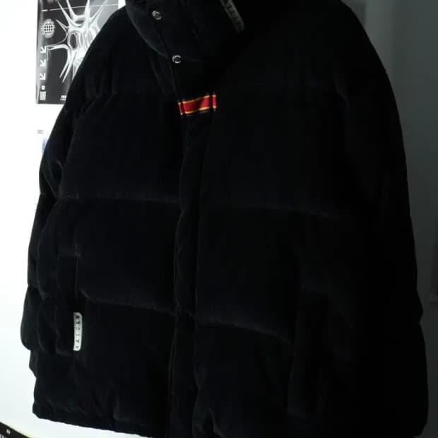 (XL) 로맨틱크라운 패딩 점퍼자켓 덕다운 코듀로이 블랙-160EC