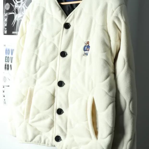 (S-M) 예일 집업 바람막이 점퍼자켓 후리스 퀄팅 아이보리-160FD