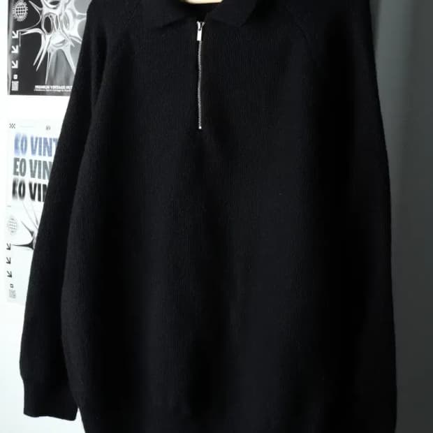 (L-XL) 라퍼지스토어 니트 반집업 카라 블랙 울-1616C