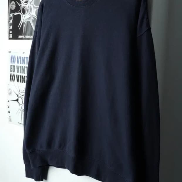 (M-L) 무신사 스탠다드 맨투맨 티셔츠 무지 네이비-16171