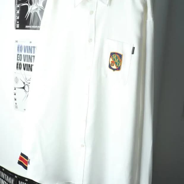 (XL) 로맨틱크라운 셔츠 남방 오버핏 화이트 올드스쿨-1617B