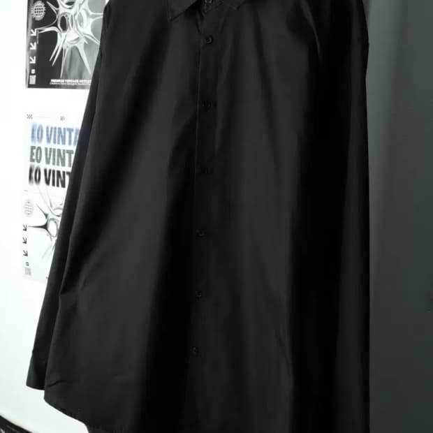 (XL) 플레어업 셔츠 남방 블랙 무지 루즈핏-1617D