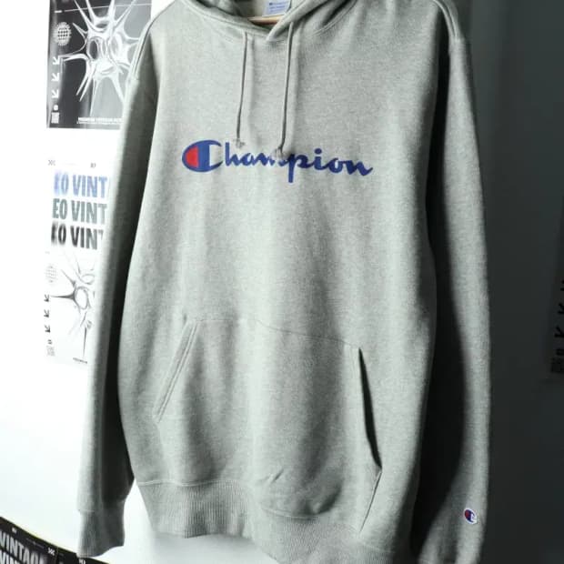 (2XL) 챔피온 후드티셔츠 USA 한정판 빅사이즈 그레이-1617E