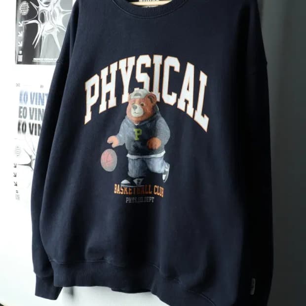 (L-XL) 피지컬에듀케이션디파트먼트 맨투맨 티셔츠 네이비-1618B