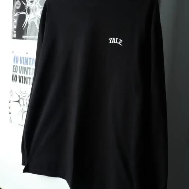 (L-XL) 예일 긴팔티셔츠 블랙 기본-1618E