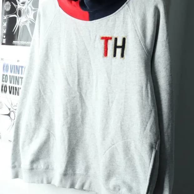 W(L-XL) 타미힐피거 맨투맨 티셔츠 반폴라 나그랑 멜란지-161D1