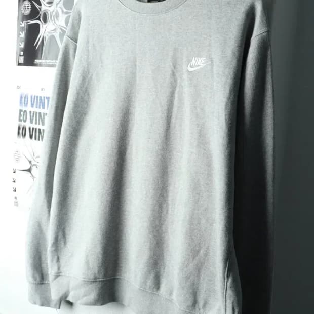 (L-XL) 나이키 맨투맨 티셔츠 크루넥 그레이 올드스쿨-161D2