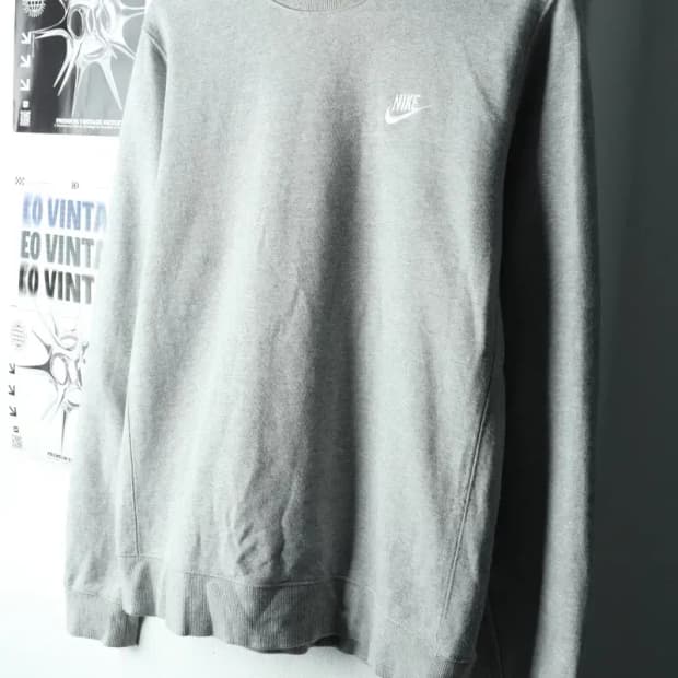 (M-L) 나이키 맨투맨 티셔츠 크루넥 그레이 올드스쿨-161D6