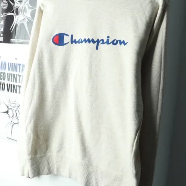 W(L) 챔피온 맨투맨 티셔츠 USA 빅로고 멜란지 아이보리-161DC