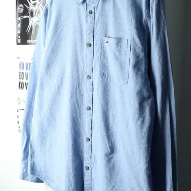 (L) 타미힐피거 셔츠 남방 연블루 린넨 마-161A2