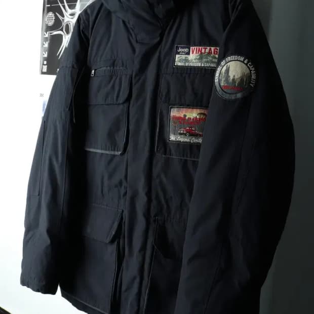 (M-L) 지프 패딩 점퍼자켓 네이비 패치 덕다운 아메카지-16211