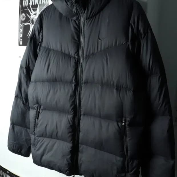 (M-L) 나이키 패딩 점퍼자켓 구스다운 블랙 올드스쿨 푸퍼-1621E