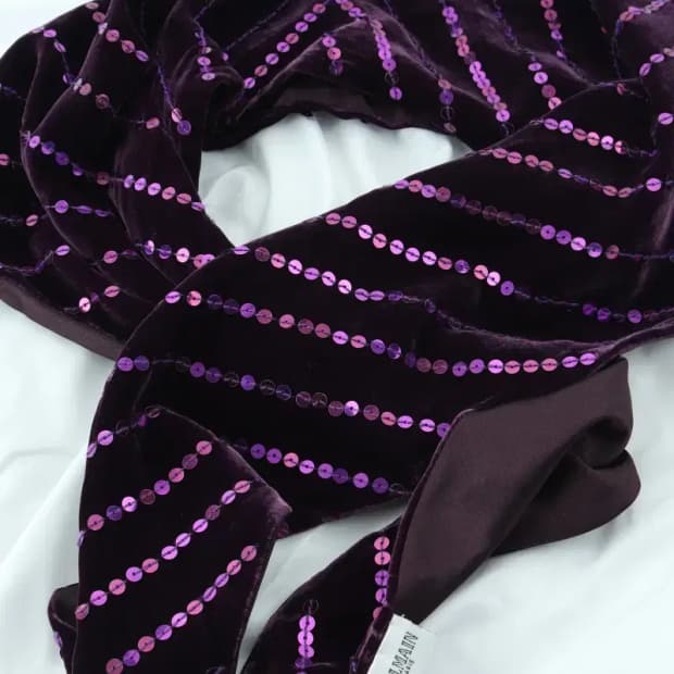 (F) 발망 목도리 머플러 숏 쁘띠 비즈 벨벳 가볍 희귀-2604