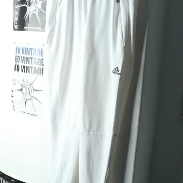 W(M) 아디다스 트레이닝복 바지 밴딩 화이트 면-2245