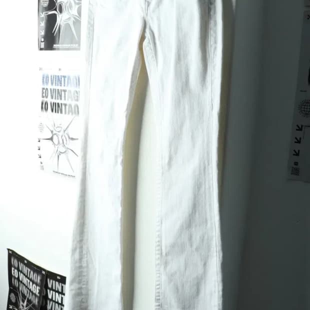 W(S-M) 트루릴리젼 면바지 팬츠 화이트 나팔 Y2K-224E