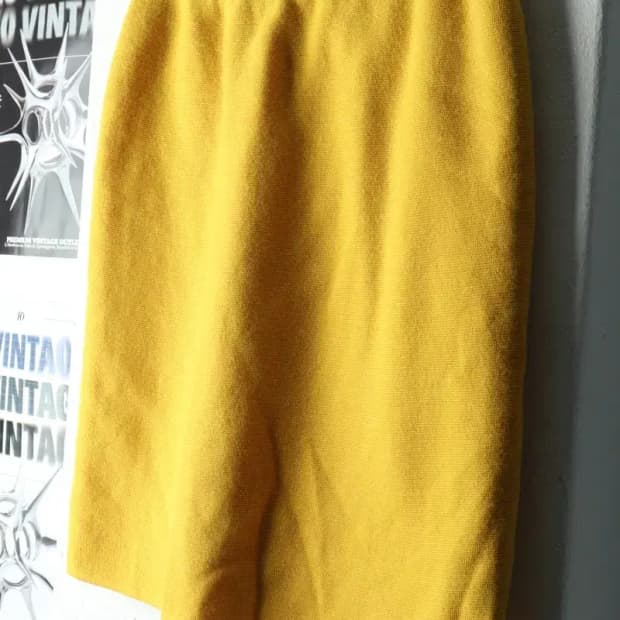 W(S) 입생로랑 스커트 치마 따뜻 니트 개나리 키치-2255