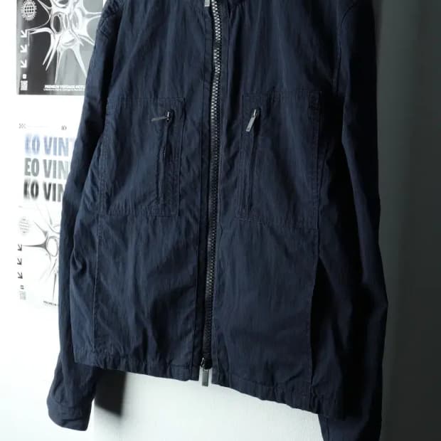 (M) 아르마니 집업 바람막이 점퍼자켓 라이더 네이비 누빔-1627D