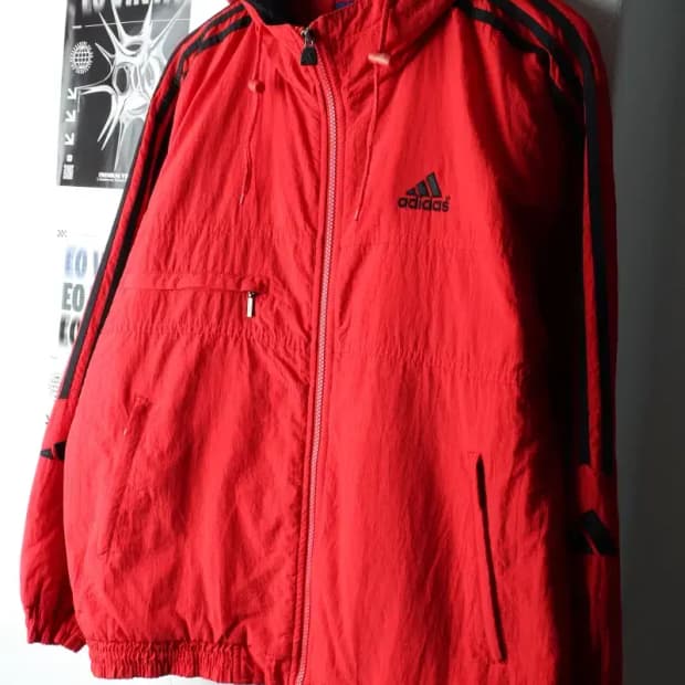 (M-XL) 아디다스 집업 바람막이 점퍼자켓 90년대 검빨-16280