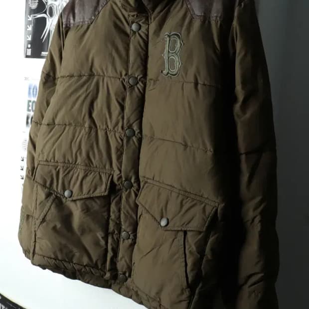 (L-XL) MLB 엠엘비 패딩 점퍼자켓 레드삭스 카키-1628A