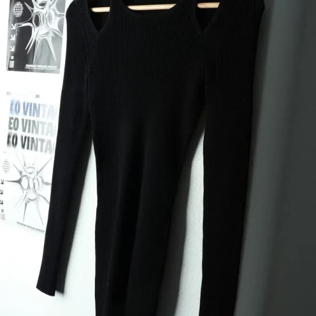 W(L-XL) 아르켓 니트 슬림핏 골댄 블랙-16292