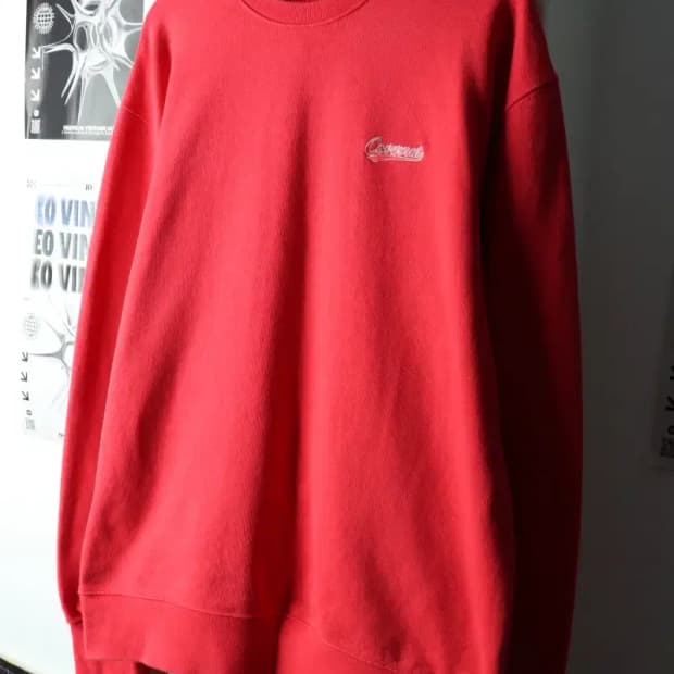 (XL-2XL) 커버낫 맨투맨 티셔츠 루즈핏 레드 올드스쿨-16329