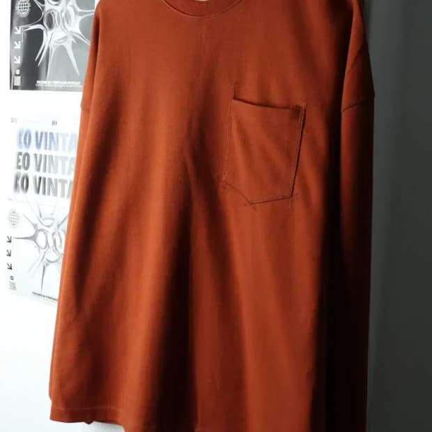 (L-XL) 비슬로우 긴팔티셔츠 포켓 무지 브라운-1632E