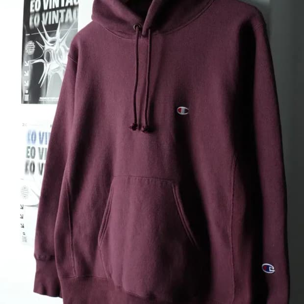 (M-L) 챔피온 후드티셔츠 리버스위브 퍼플 기모 올드스쿨-16331